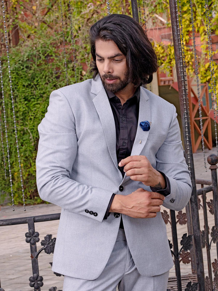 Modest Light Grey Color Men's Single Breasted Blazer