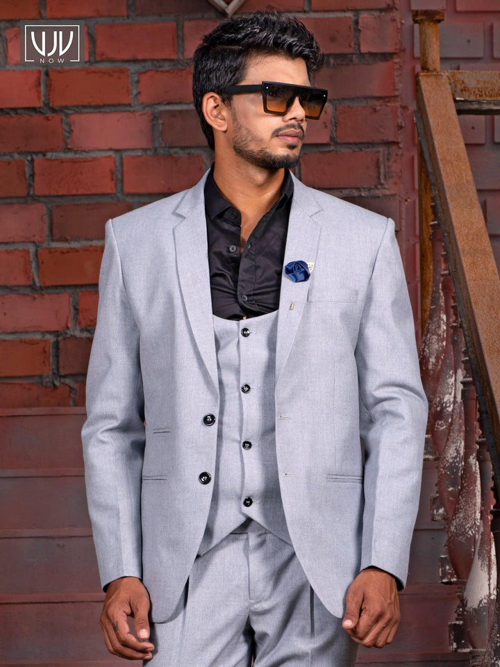 Modest Light Grey Color Men's Single Breasted Blazer