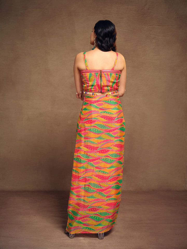 Multi color ready-to-wear pleated skirt co-ords by Qivii