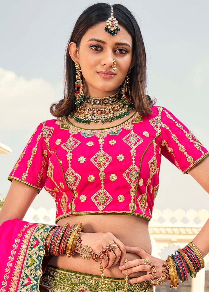 Multi Colour Banarasi Silk Lehenga Choli with Heavy Embroidered work - qivii