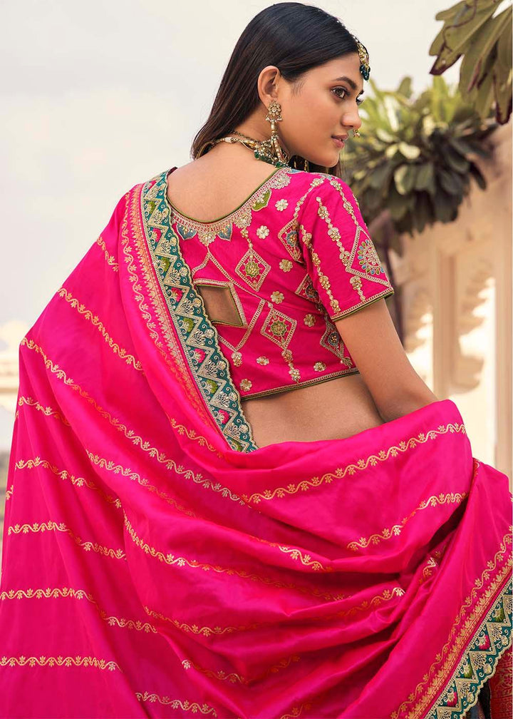 Multi Colour Banarasi Silk Lehenga Choli with Heavy Embroidered work - qivii