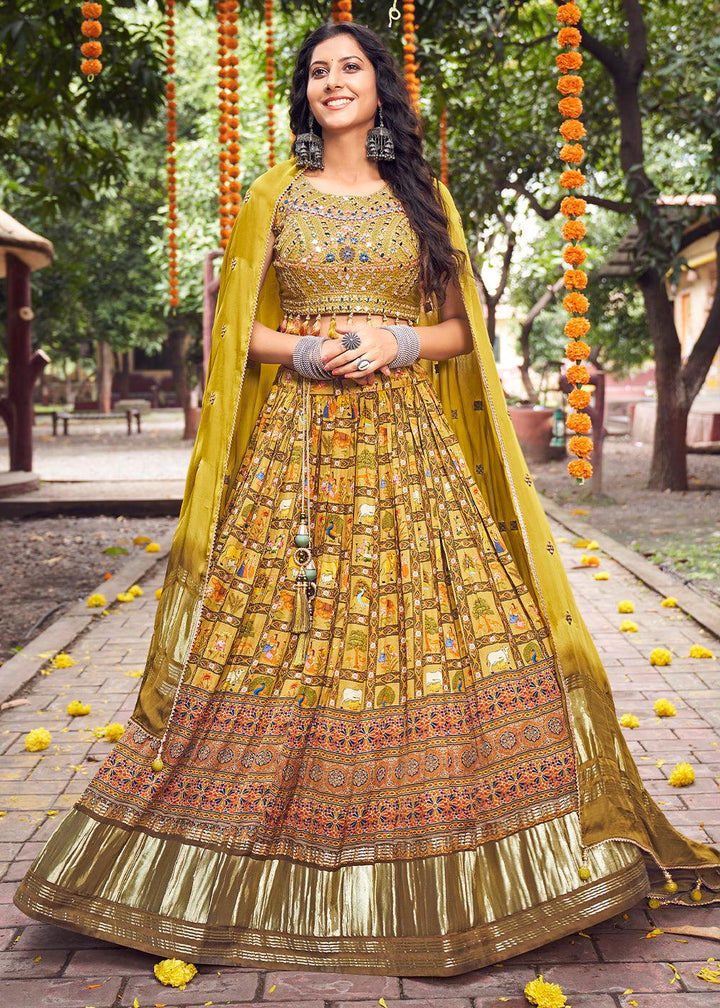 Mustard Yellow Ready to Wear Designer Silk Lehenga Choli - qivii