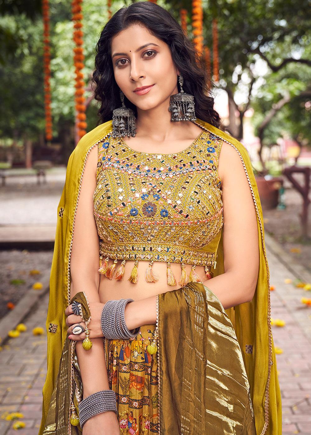 Mustard Yellow Ready to Wear Designer Silk Lehenga Choli - qivii