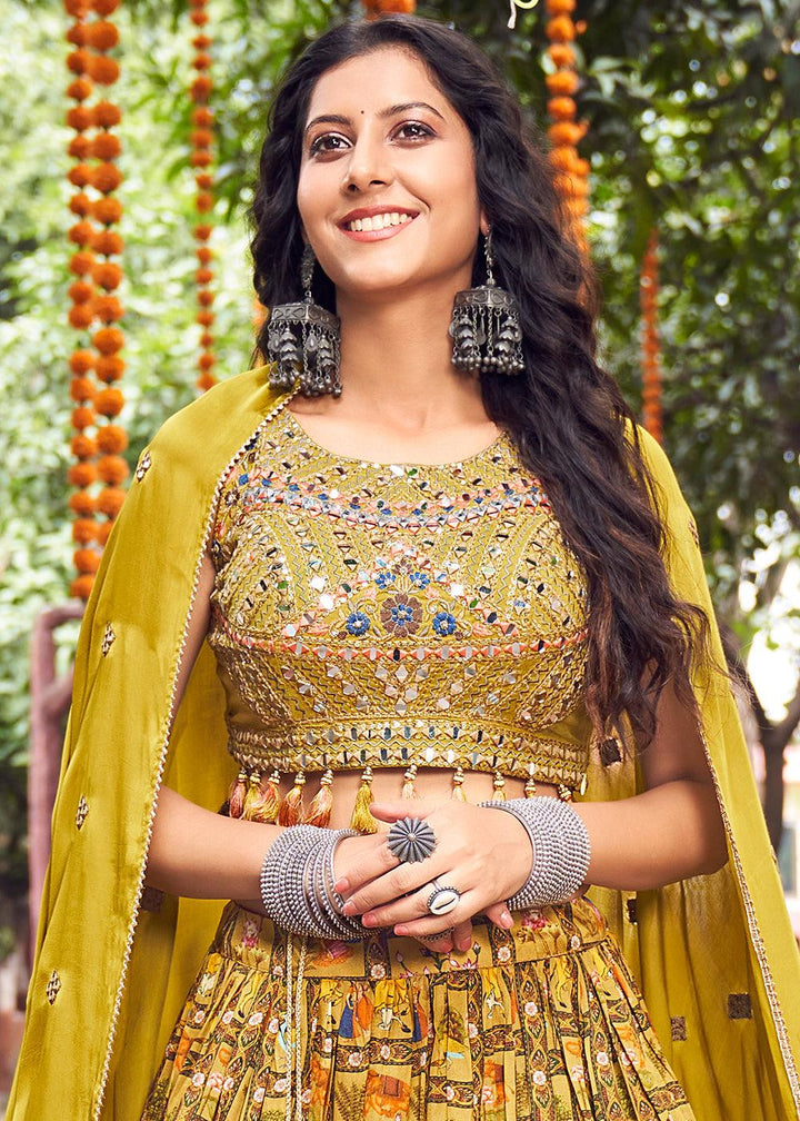 Mustard Yellow Ready to Wear Designer Silk Lehenga Choli - qivii