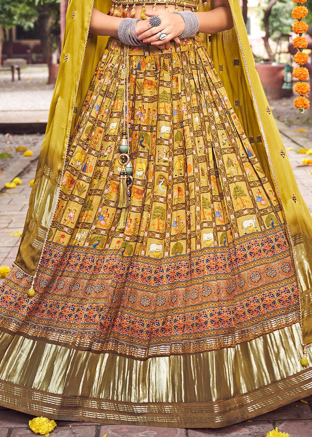 Mustard Yellow Ready to Wear Designer Silk Lehenga Choli - qivii