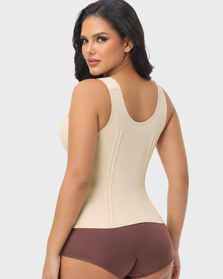 Adjustable Strap Front Hook Zip Double Tummy Control Waist Trainer Vest