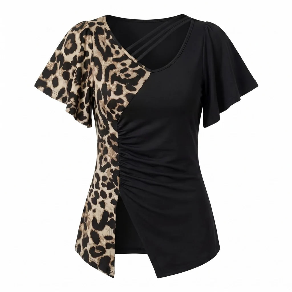 Natalia Leopard Flutter Top
