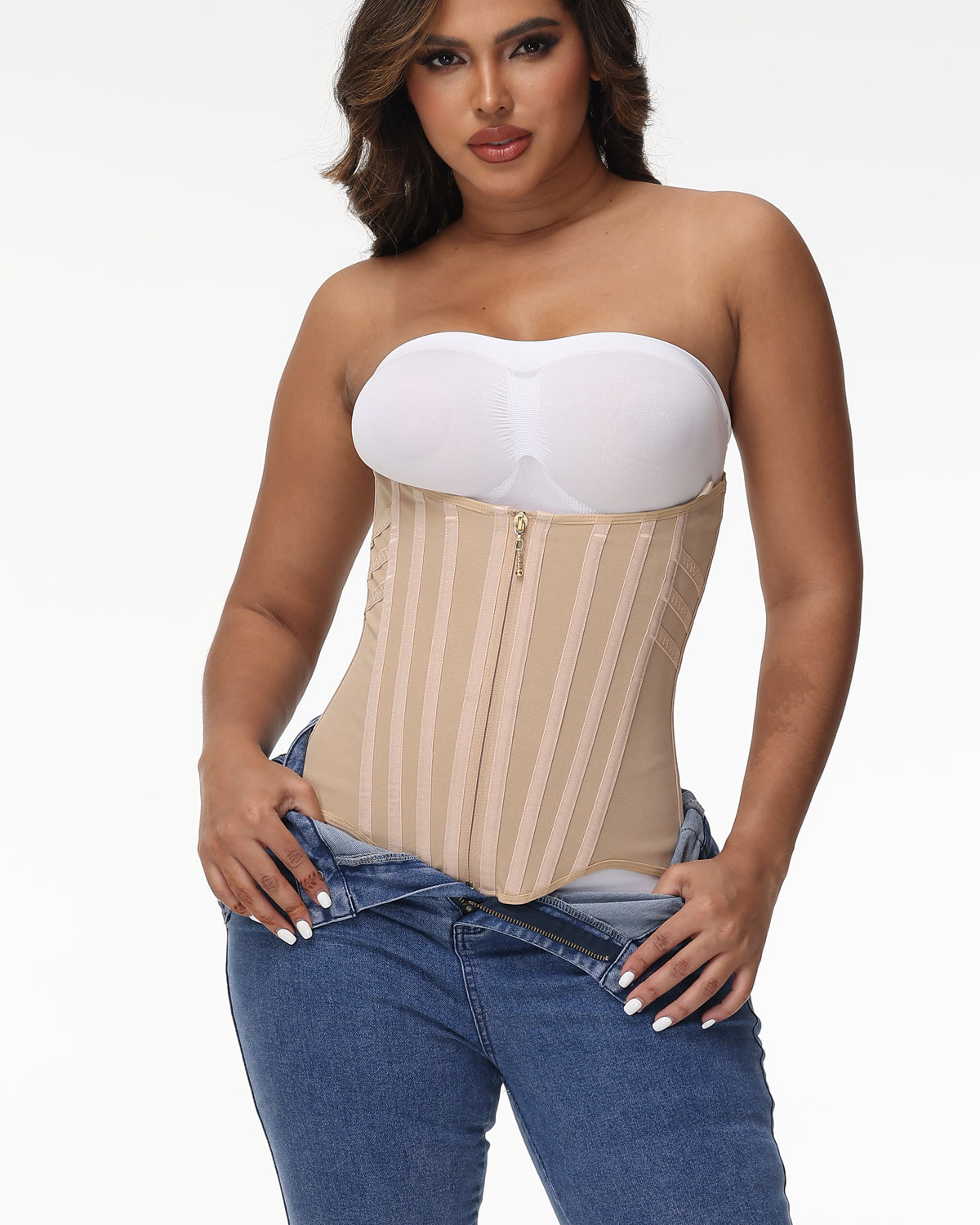 Shapshe® Fajas Colombianas 3 Row Hook and Eye Front Zipper Waist Trainer