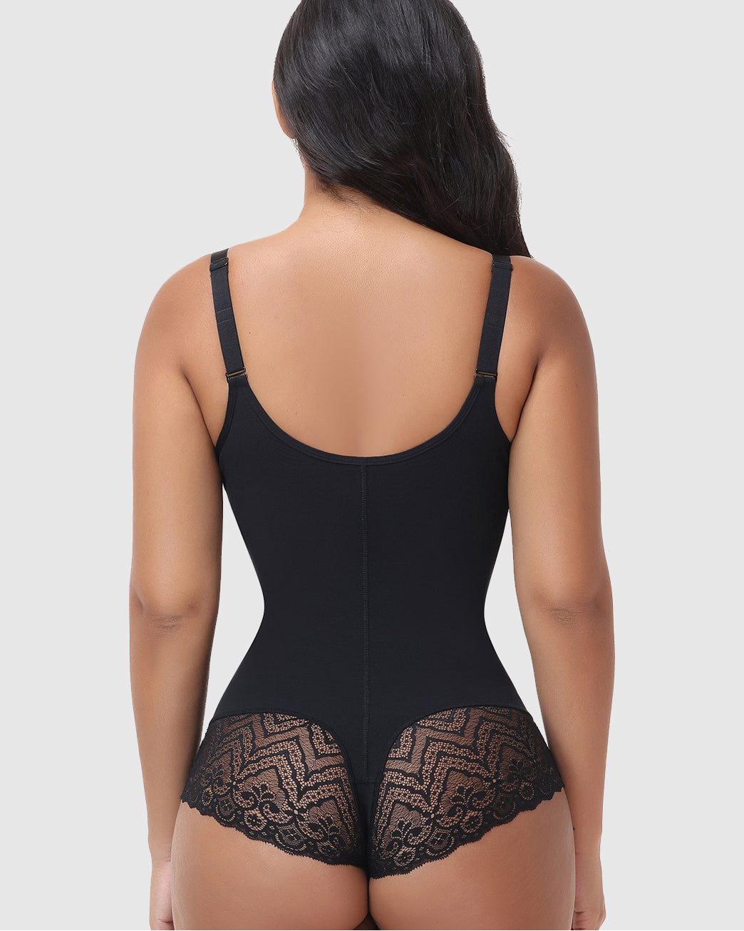 Shapshe® Lace Trim Double Compression Shapewear Bodysuit