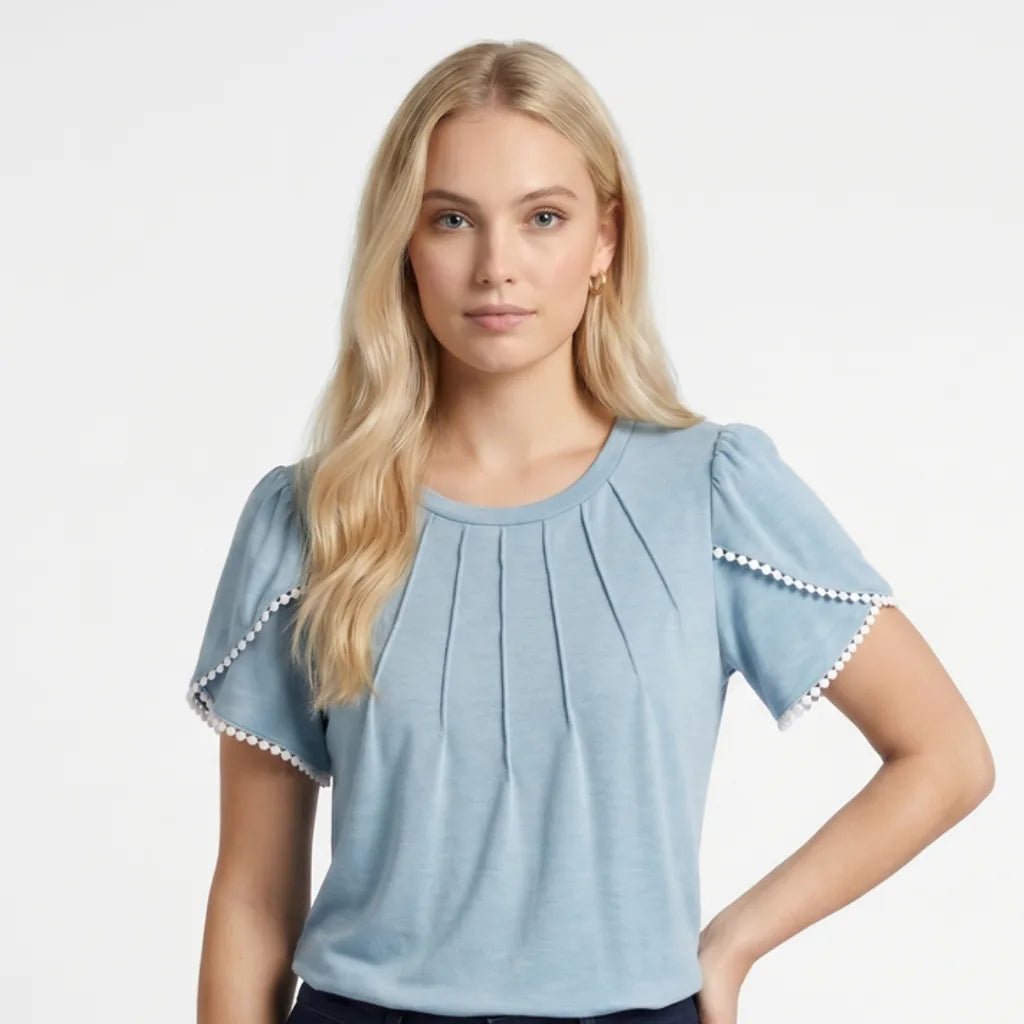 Nyah Pleated Lace Top