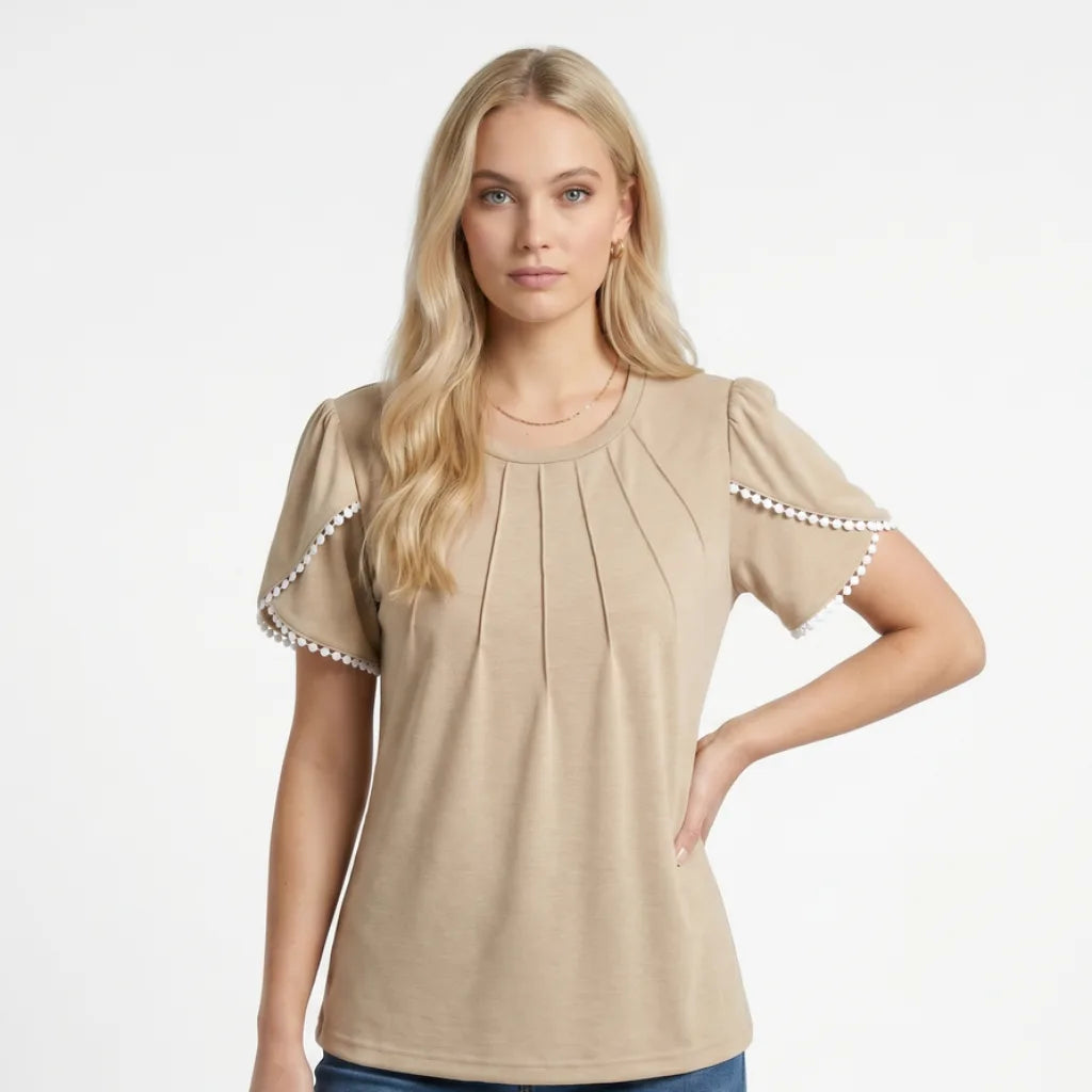 Nyah Pleated Lace Top