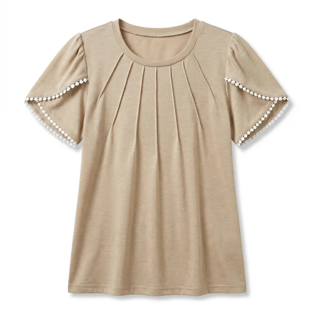 Nyah Pleated Lace Top