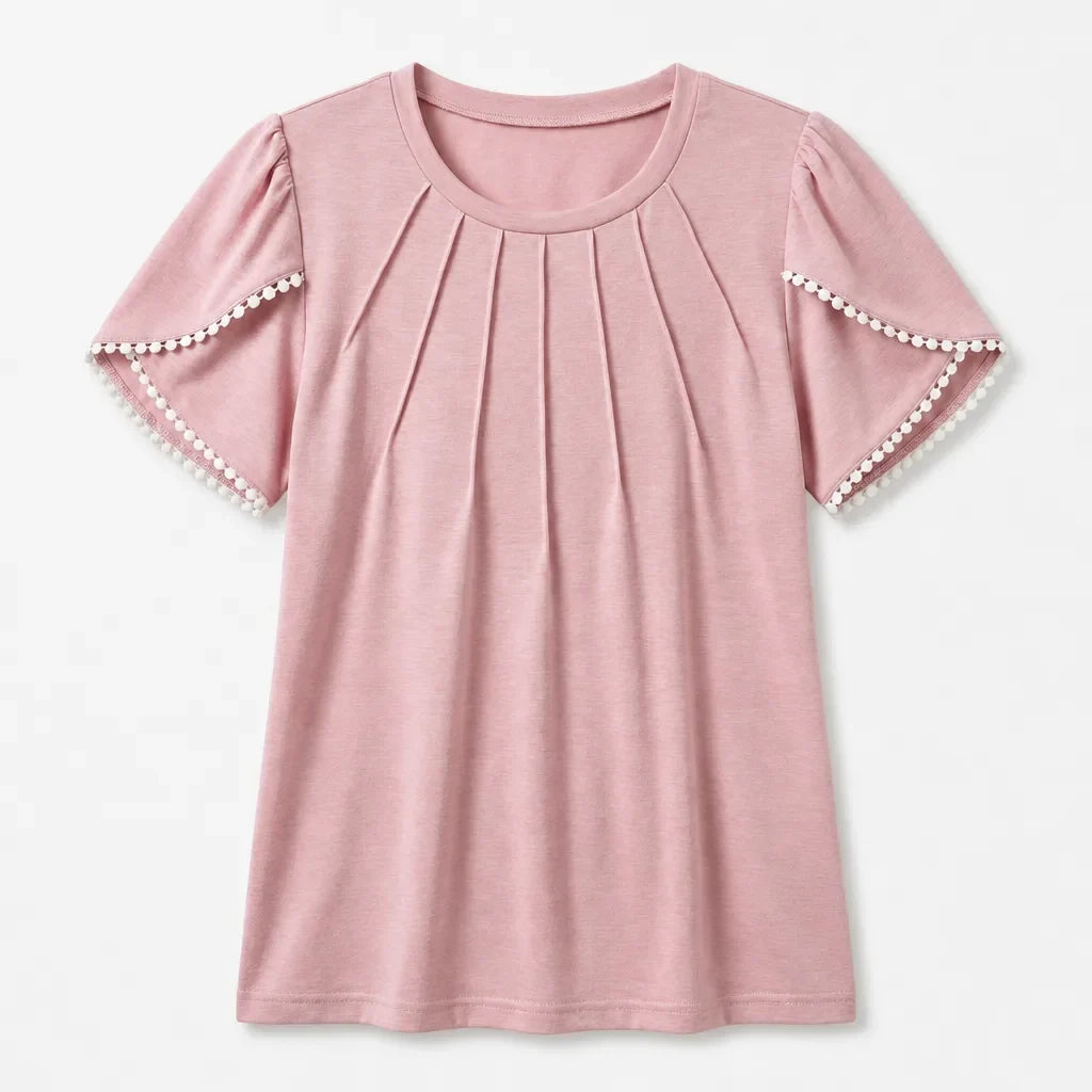Nyah Pleated Lace Top