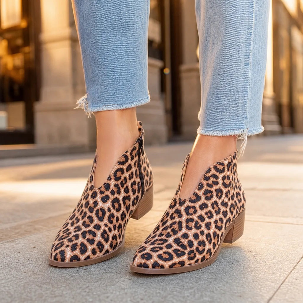 Odalys | Womens Fall Leopard Ankle Booties