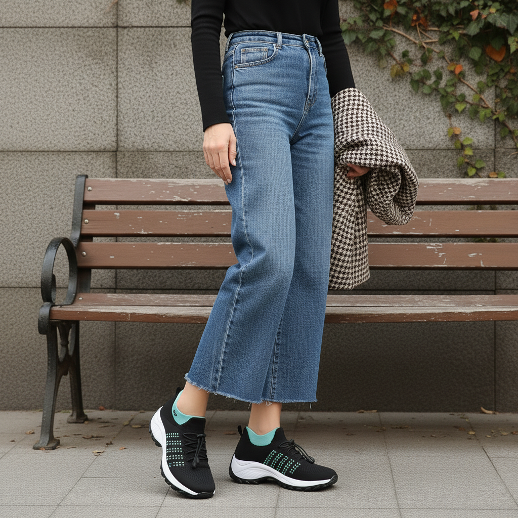 Ambulo Orthopädische Schuhe Strickstoff - Grün Schwarz  - By Qivii