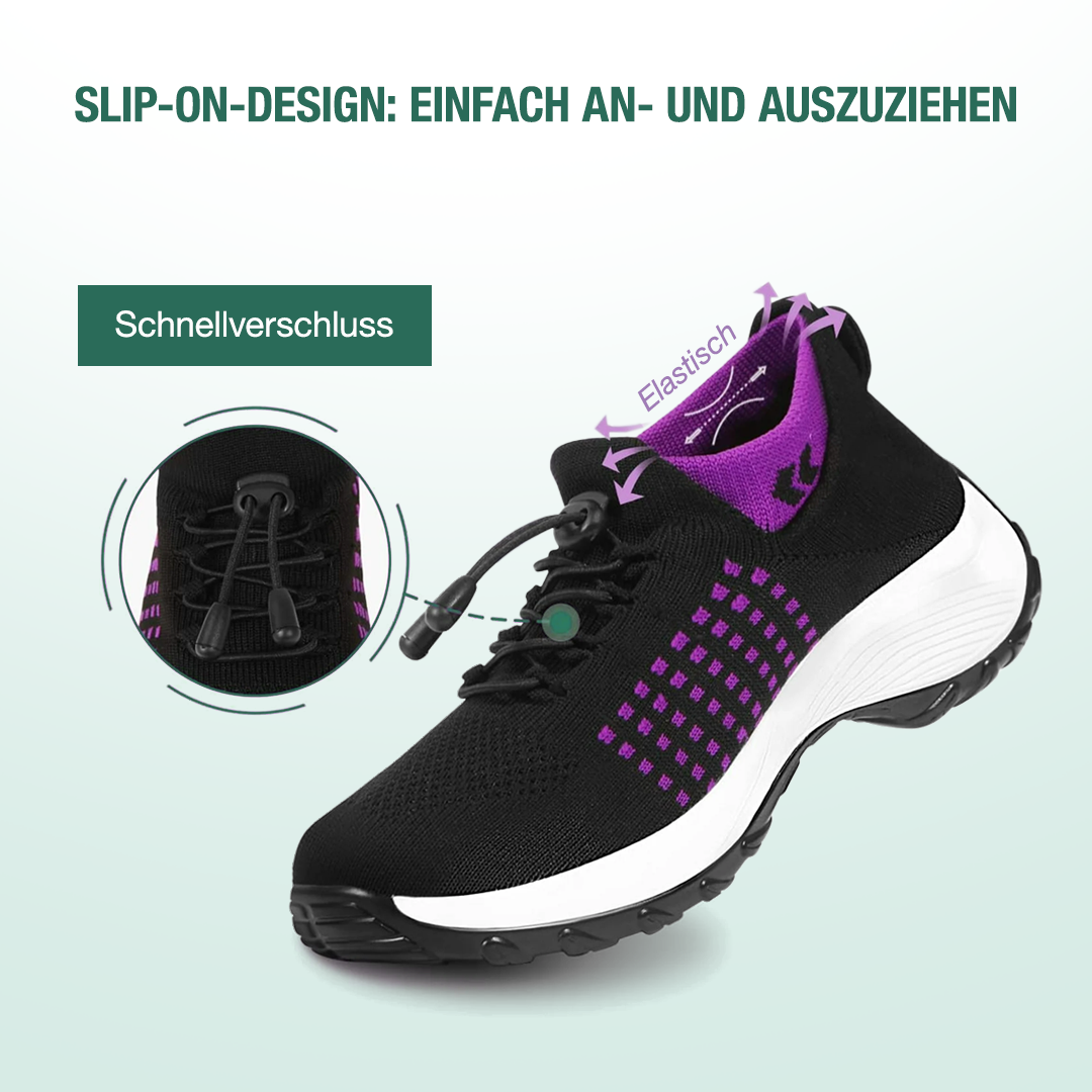 Ambulo Orthopädische Schuhe Strickstoff - Lila Schwarz  - By Qivii