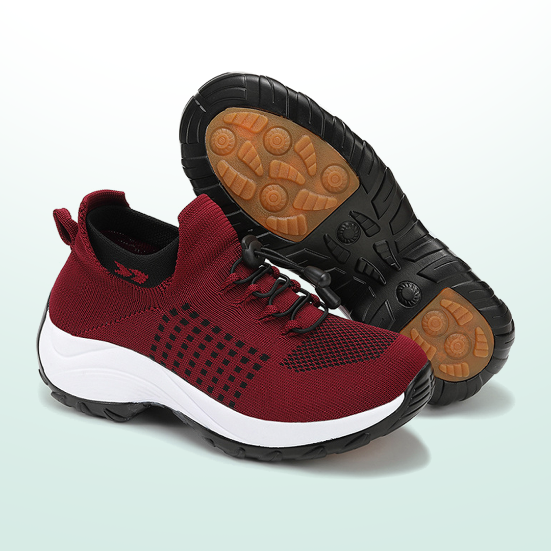 Ambulo Orthopädische Schuhe Strickstoff - Schwarz Rot  - By Qivii