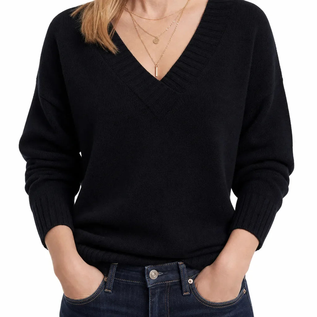 Olyvia | Womens V Neck Fall Knit Sweater