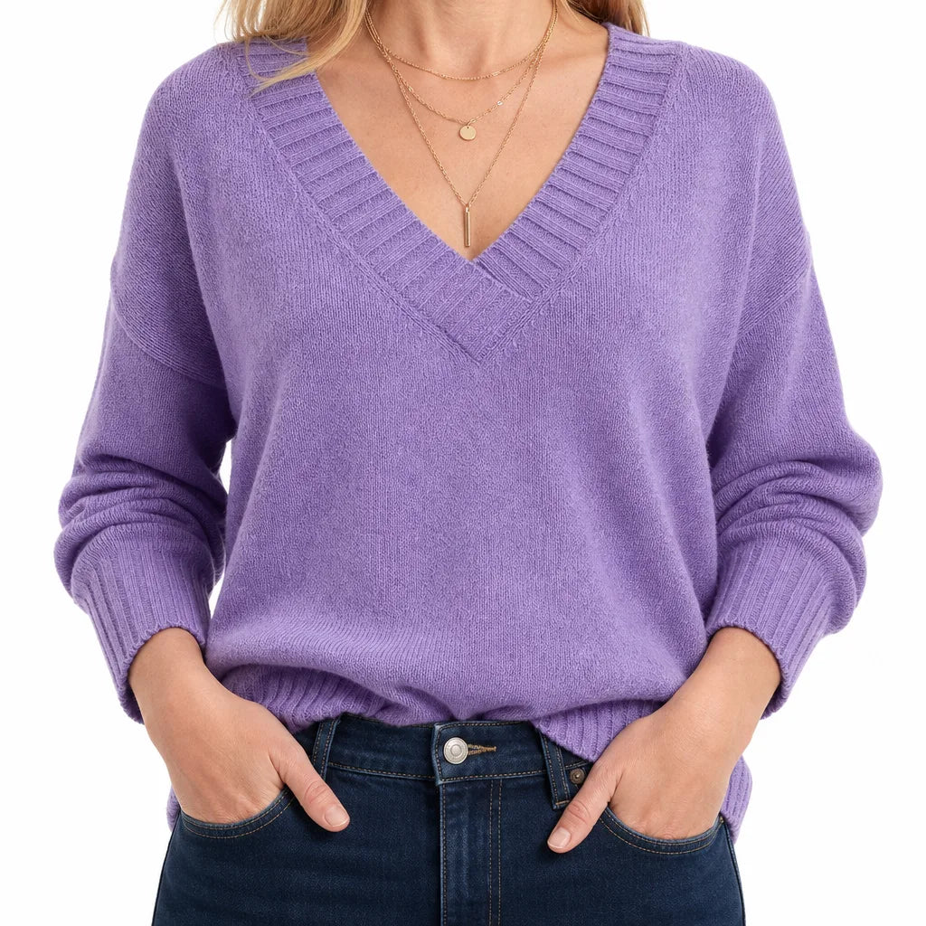Olyvia | Womens V Neck Fall Knit Sweater