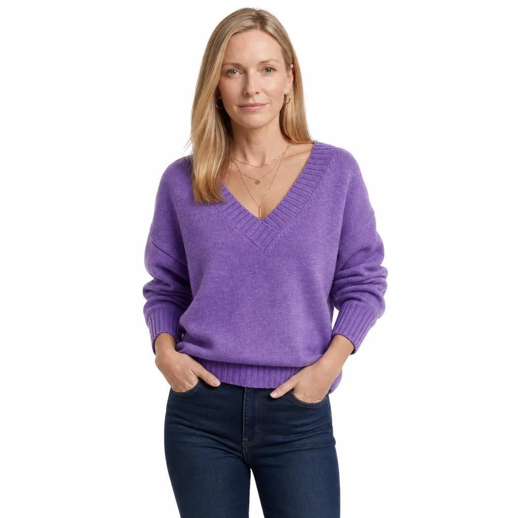 Olyvia | Womens V Neck Fall Knit Sweater