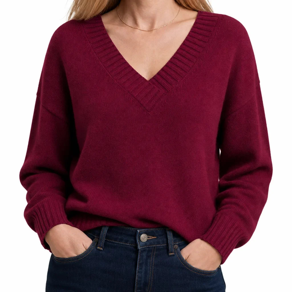 Olyvia | Womens V Neck Fall Knit Sweater