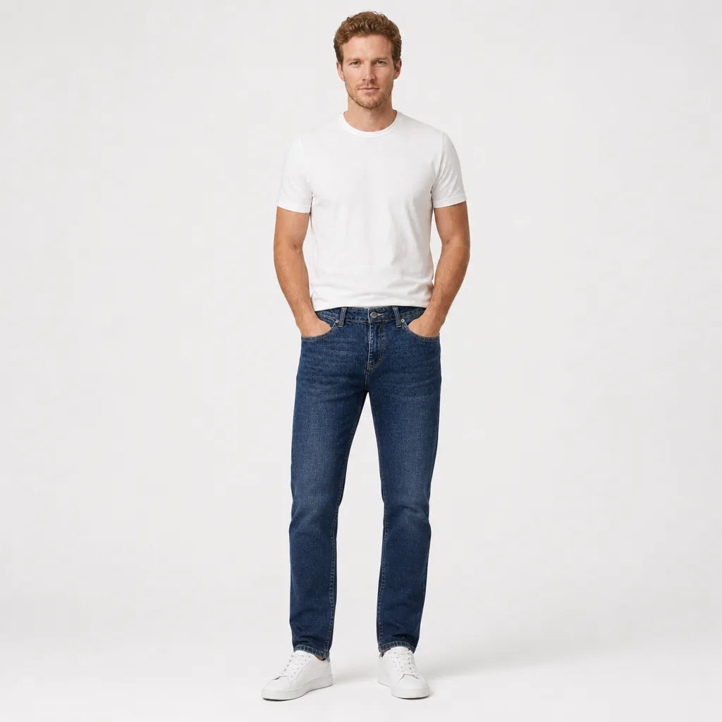 Omer | Mens Blue Straight Leg Jeans