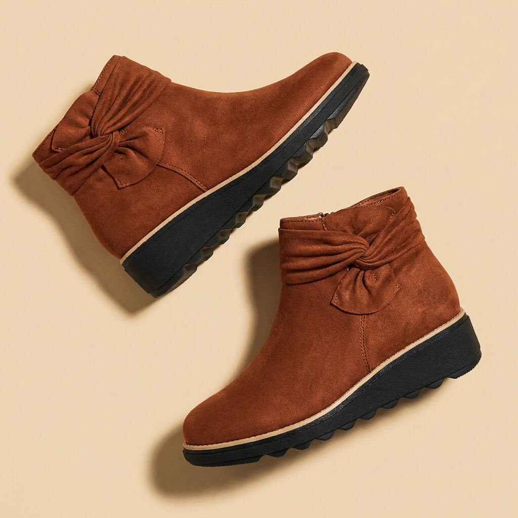 Penelope Suede Bow Boots  - By Qivii