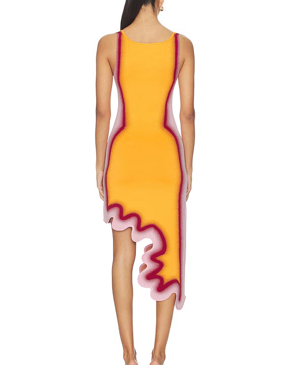 Reversible Wavy Slim Midi Dress  - By Qivii