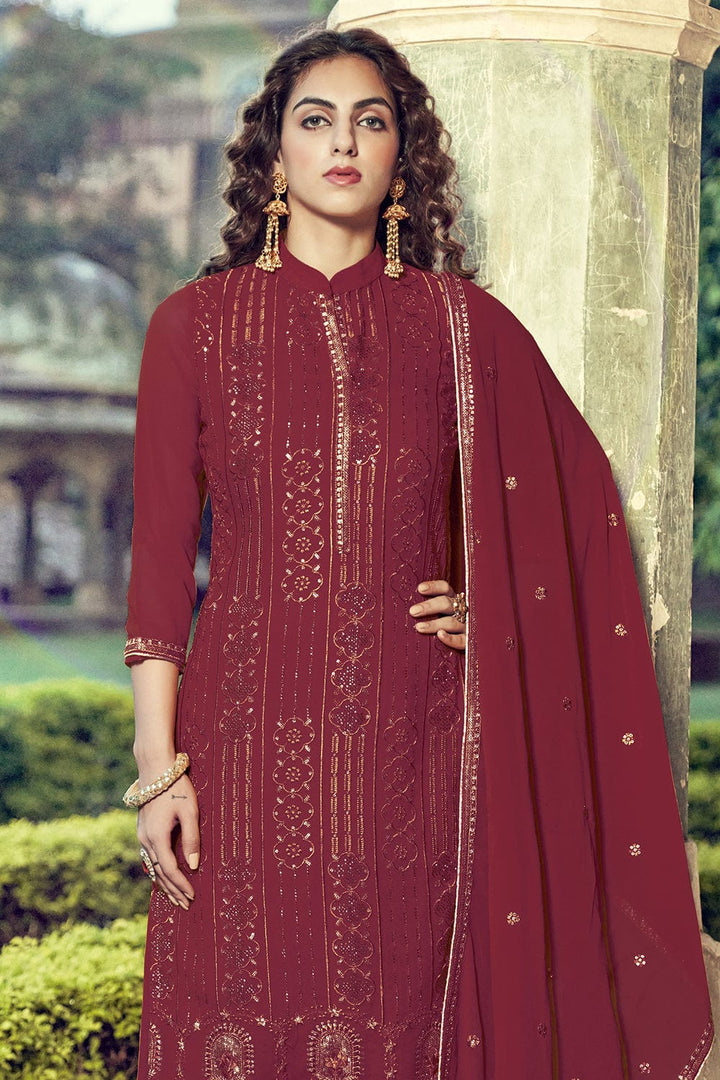 Rosewood Maroon Palazzo Suit