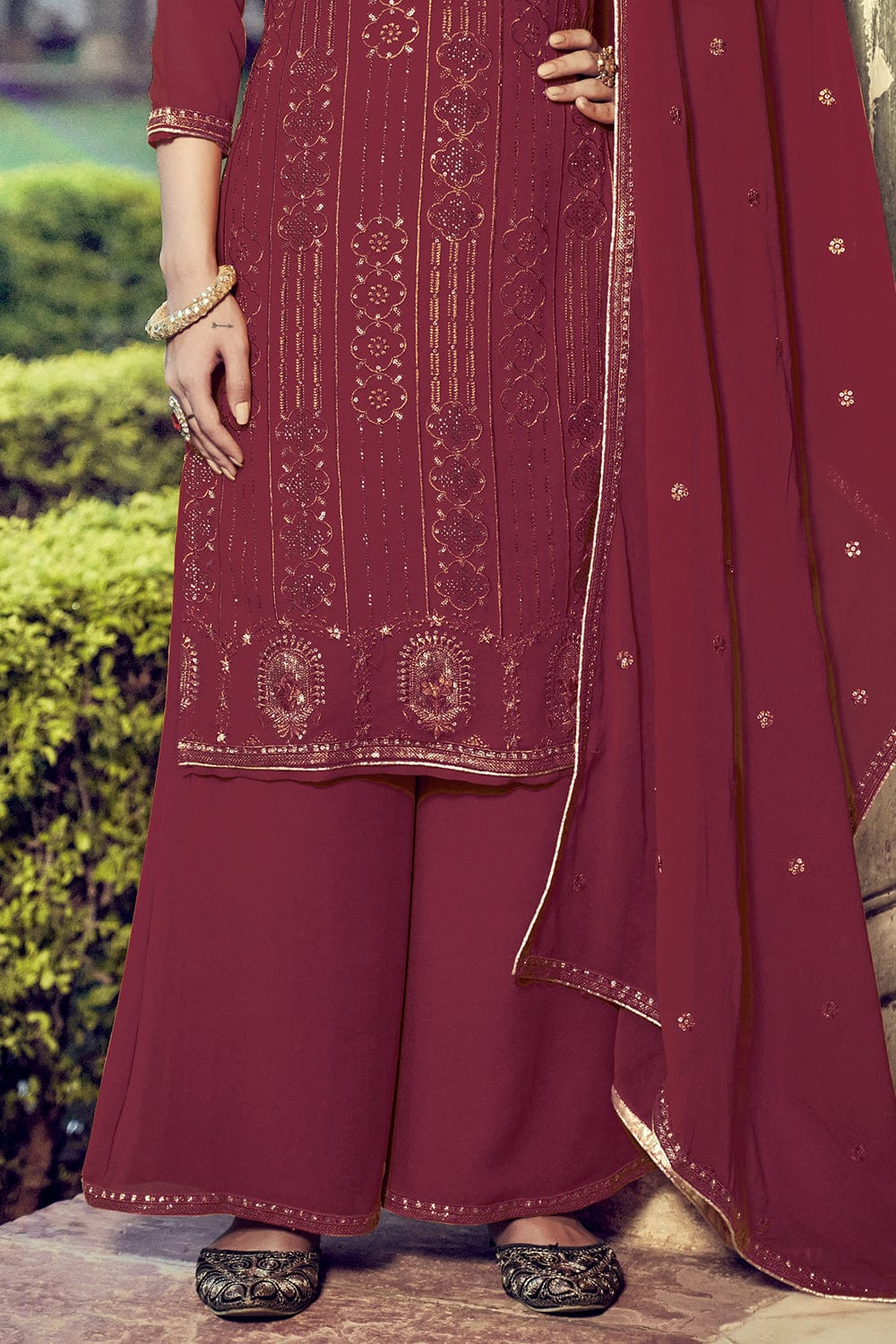 Rosewood Maroon Palazzo Suit