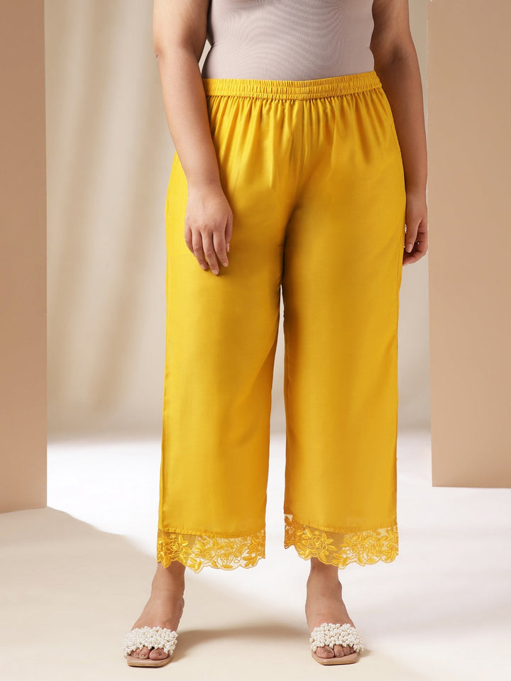 Plus Size Yellow Muslin Solid Pleated Kurta Set  - By Janasya