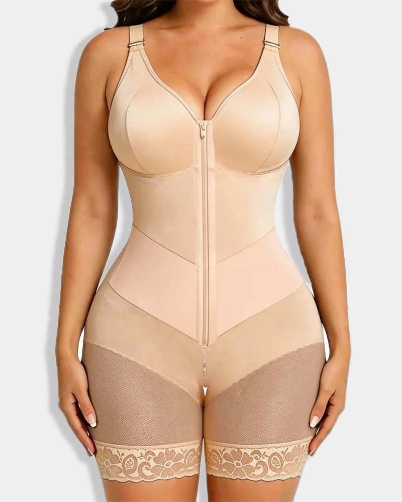 Zipper Tummy Control & Butt Lifter Shapewear Bodysuit  - By Qivii