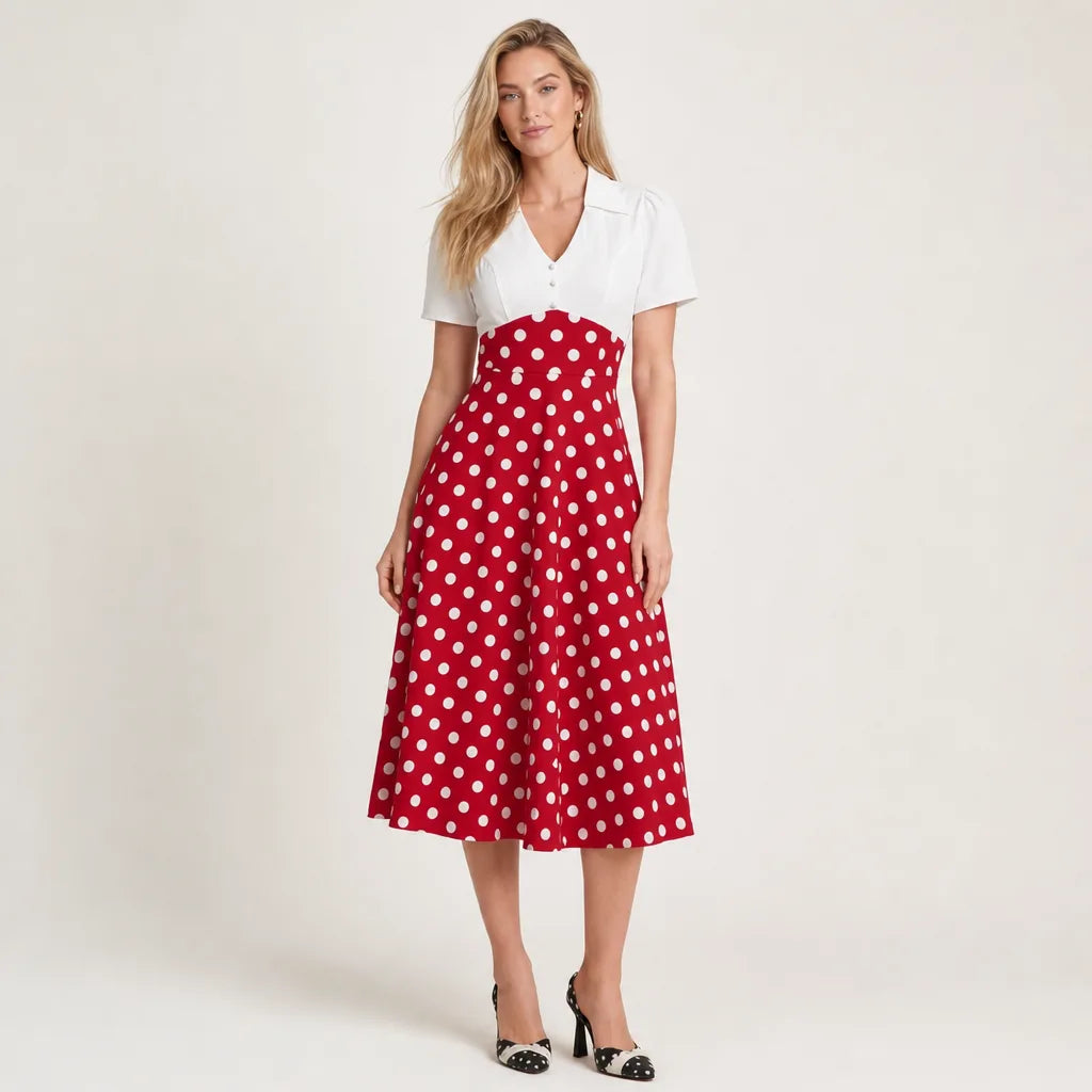 Pearl Polka Dot Midi Dress