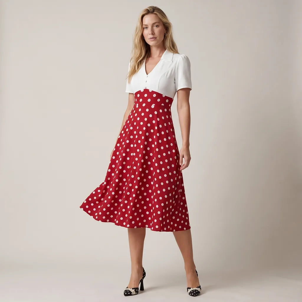Pearl Polka Dot Midi Dress