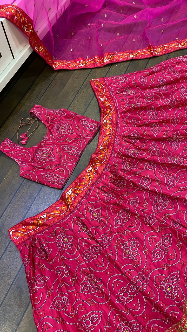 Pink Satin silk + tapeta silk lehnga with Dori , thread & sequence work - INSPIRED | Ready To Wear