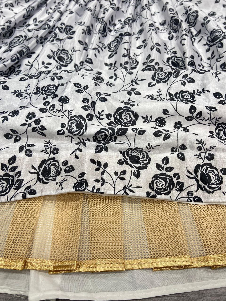 Premium Chinon Silk Embellished With Beautiful Digital Print With Heavy Cancan Lehenga - INSPIRED | Ready To Wear - qivii