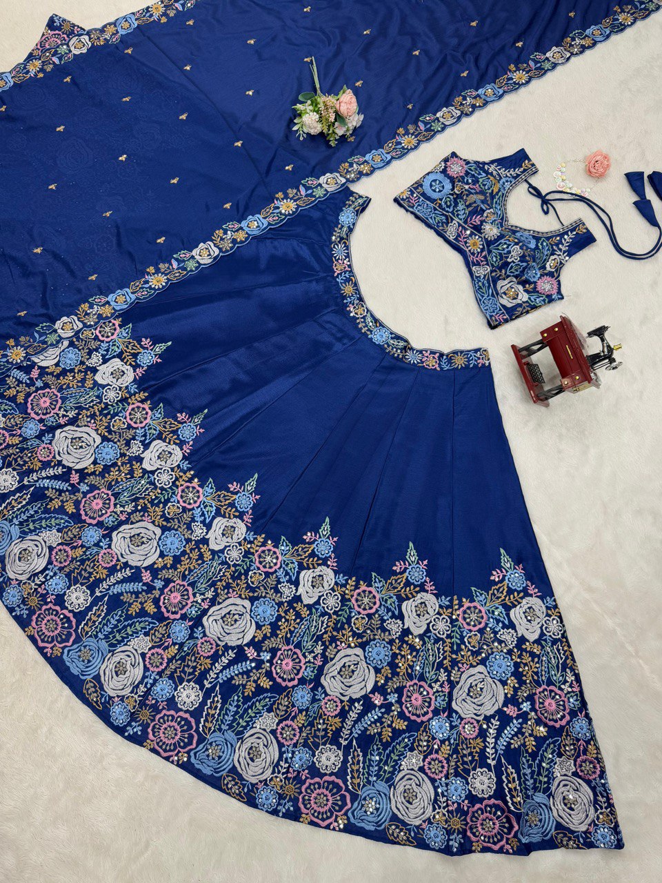 Blue Heavy chinon silk thread with Sequnce Lehenga Choli - INSPIRED | Ready To Wear - qivii