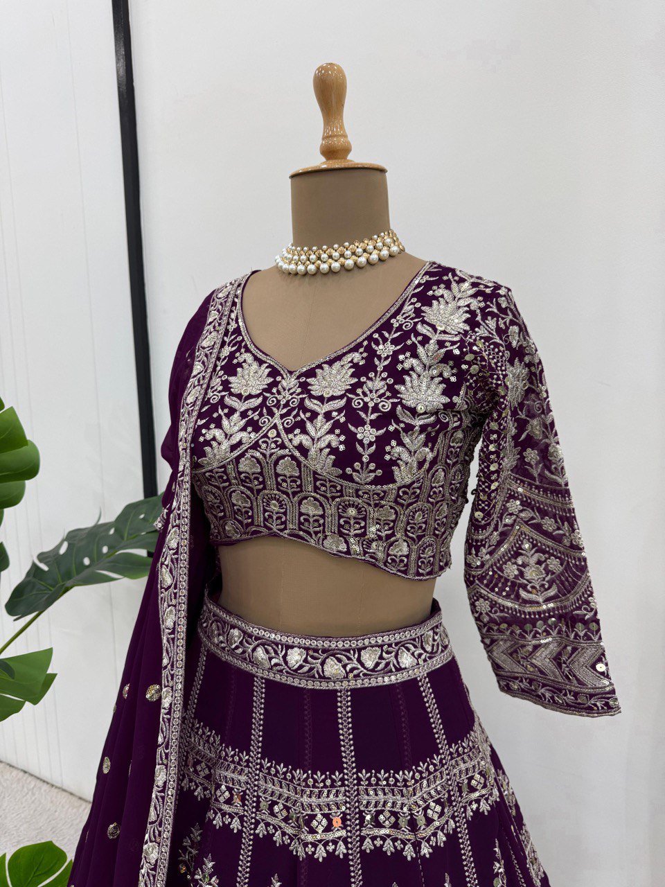 Purple Foux Gorgette thread with sequnce Lehenga Choli - INSPIRED | Ready To Wear - qivii