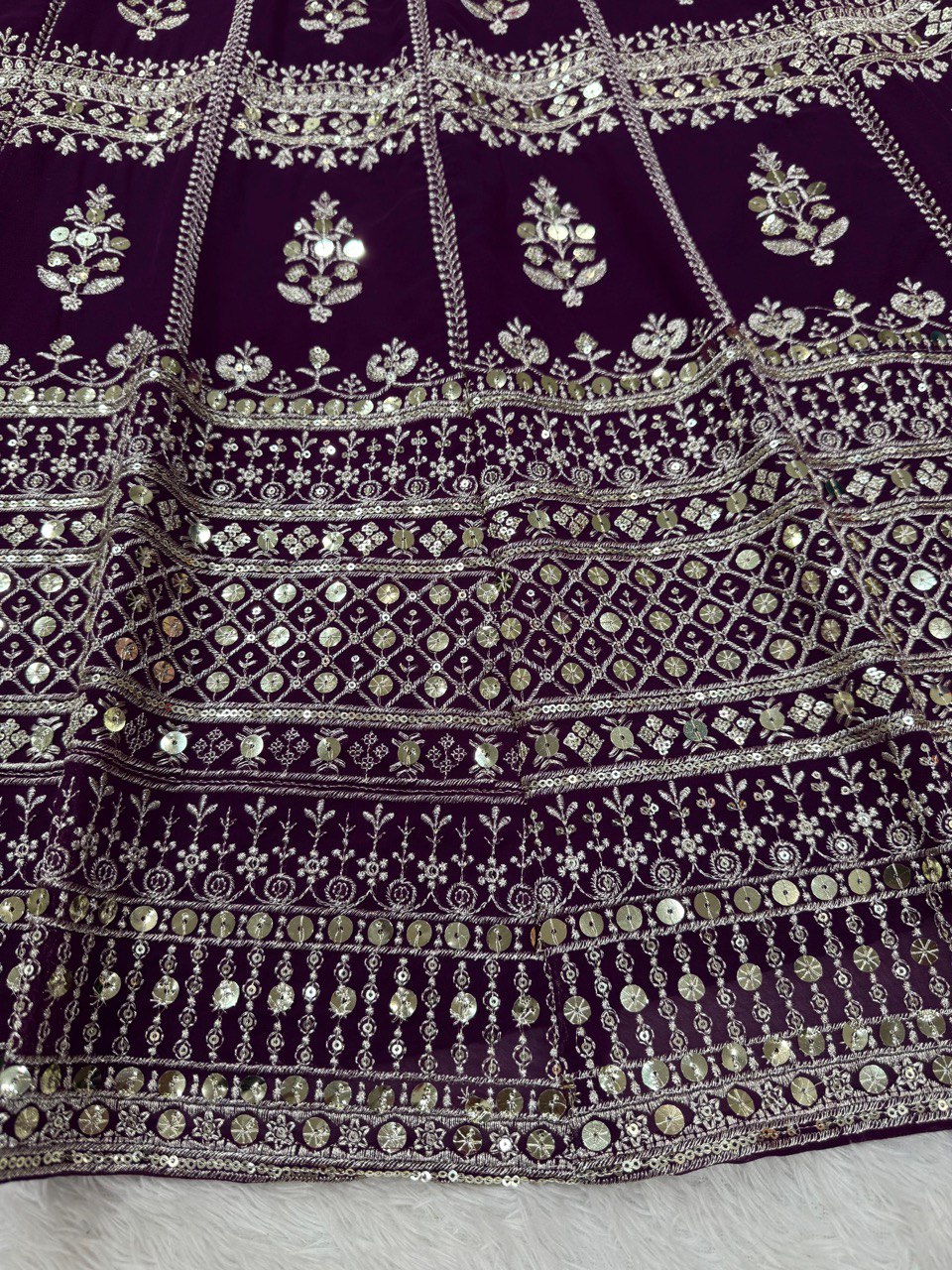Purple Foux Gorgette thread with sequnce Lehenga Choli - INSPIRED | Ready To Wear - qivii