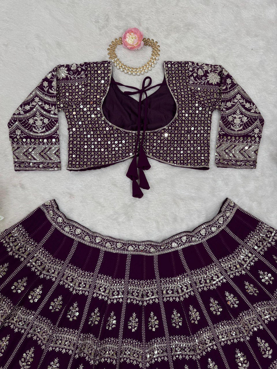 Purple Foux Gorgette thread with sequnce Lehenga Choli - INSPIRED | Ready To Wear - qivii