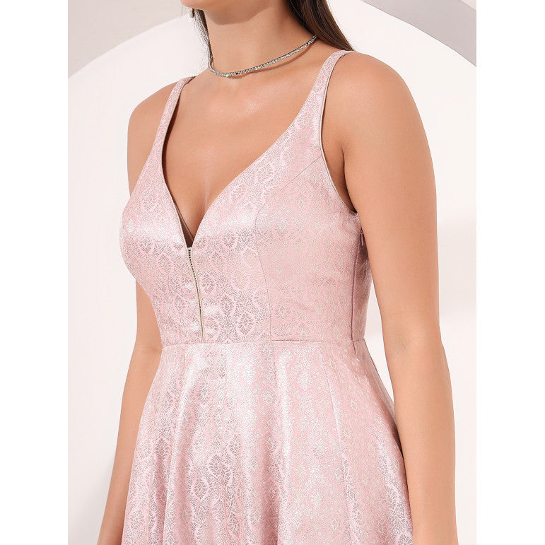 Blush Pink Brocade Anarkali Gown - qivii