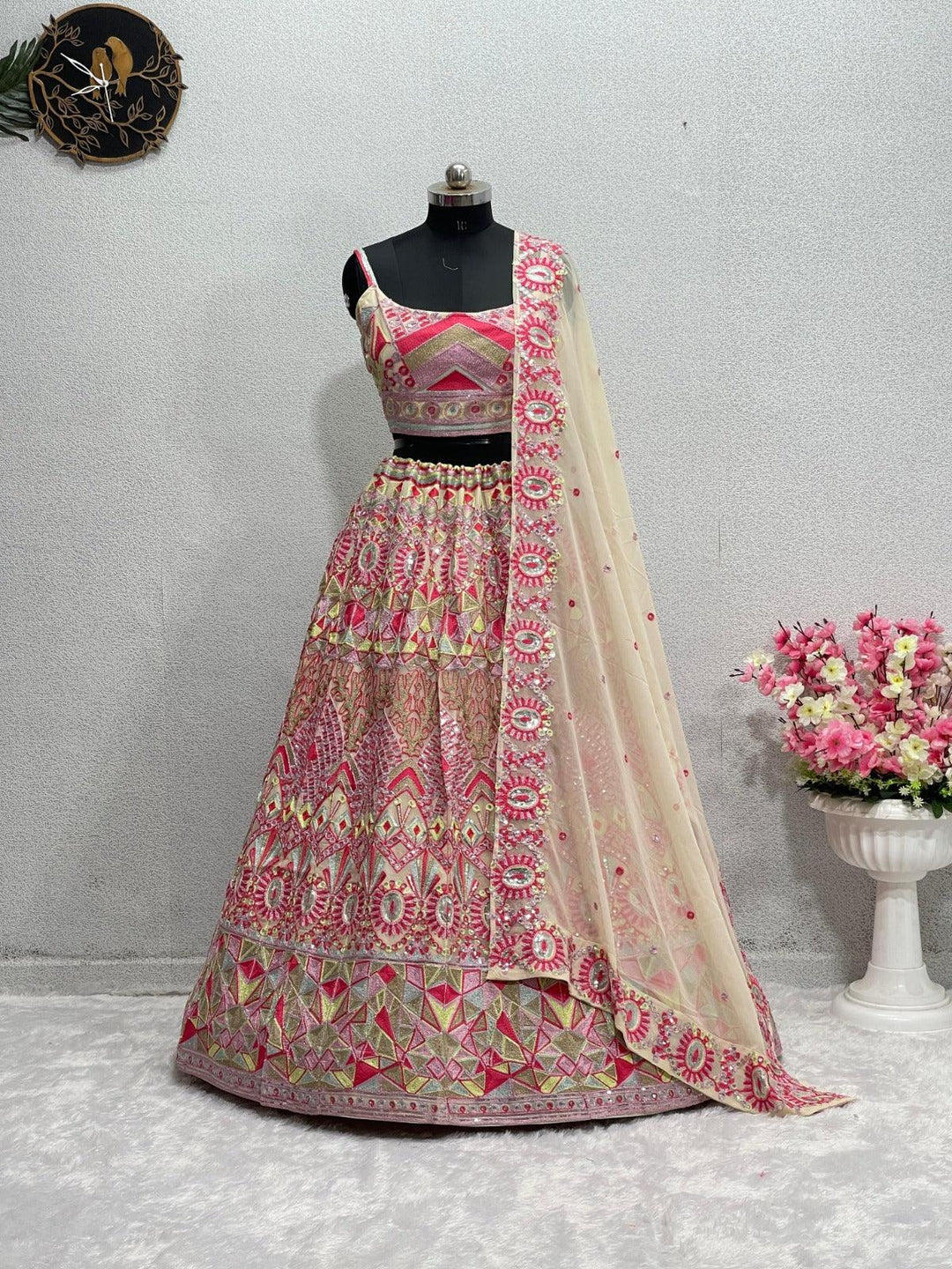 Pink Color Georgette With Sequence work Designer Lehenga Choli | Readyto wear - qivii