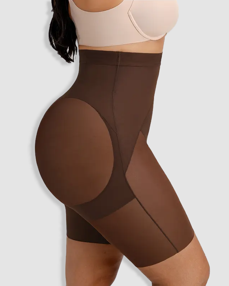 High Waist Mid-Thigh Breathable Mesh Butt Lifting Shorts