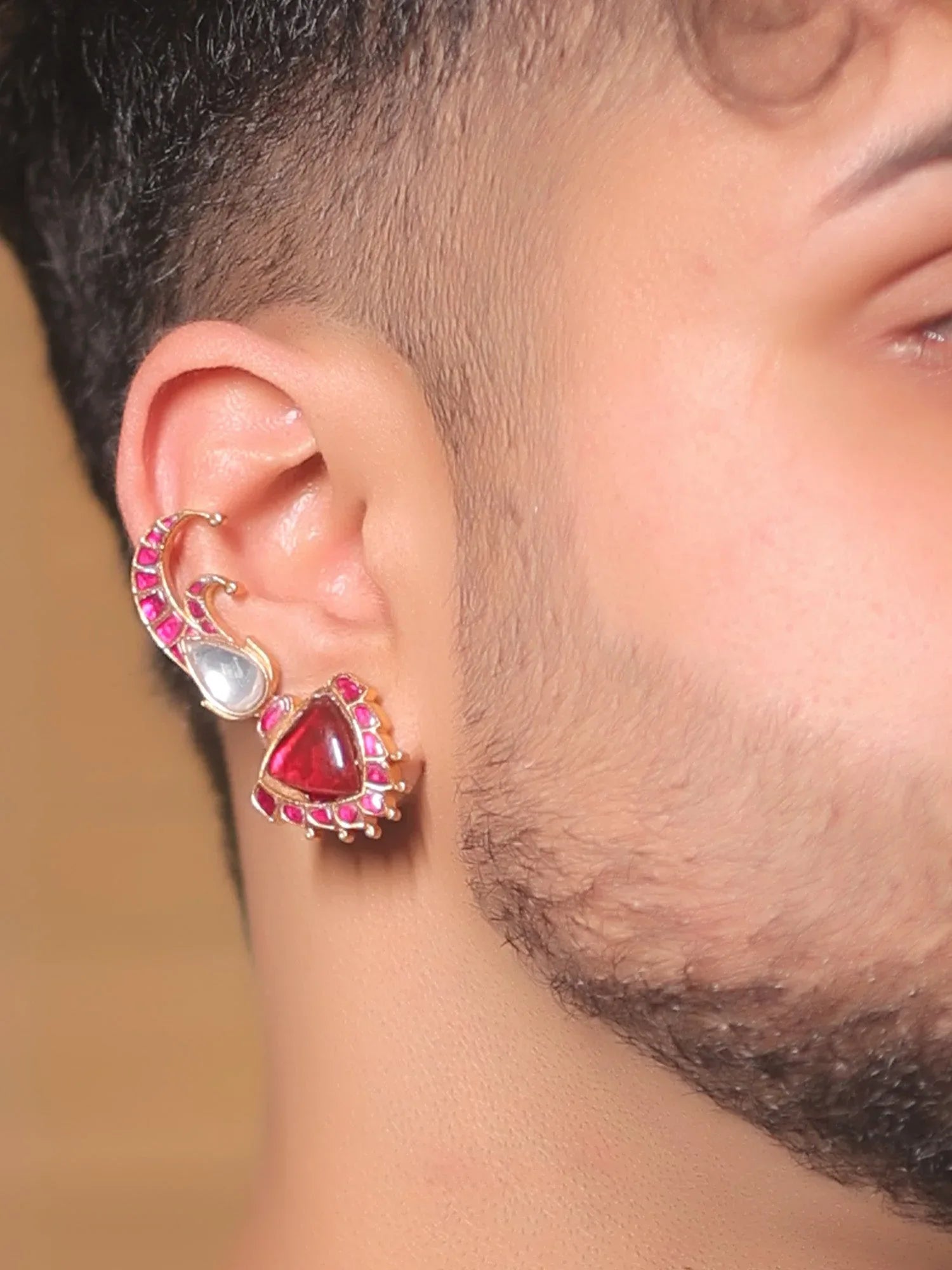 Rudrakshi Ruby Kundan Earcuff
