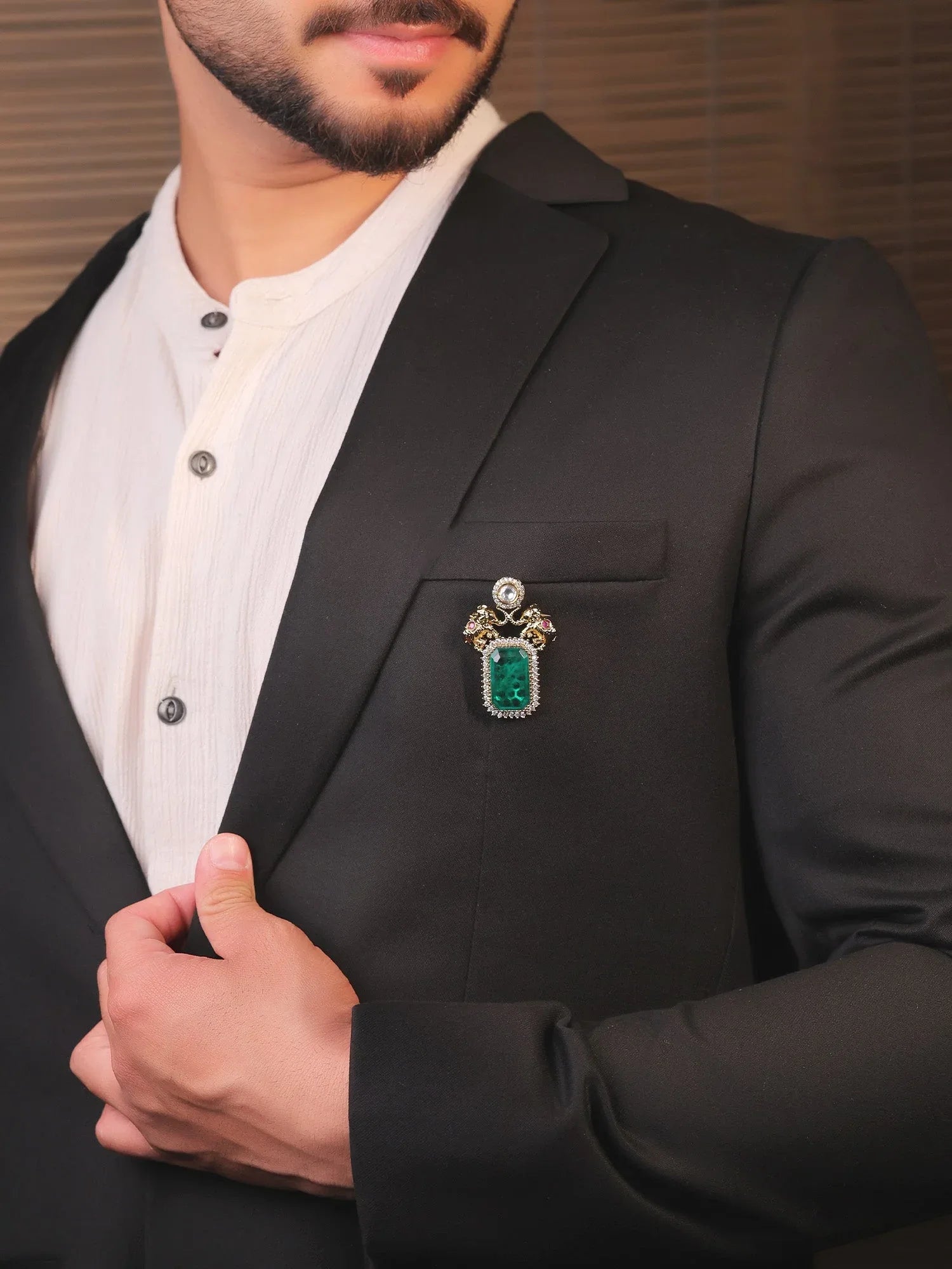 Olena Green Elephant Brooch