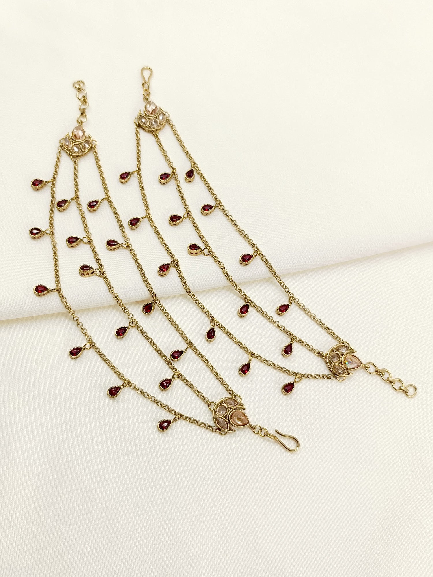 Teresa Maroon Traditional Ear Chain