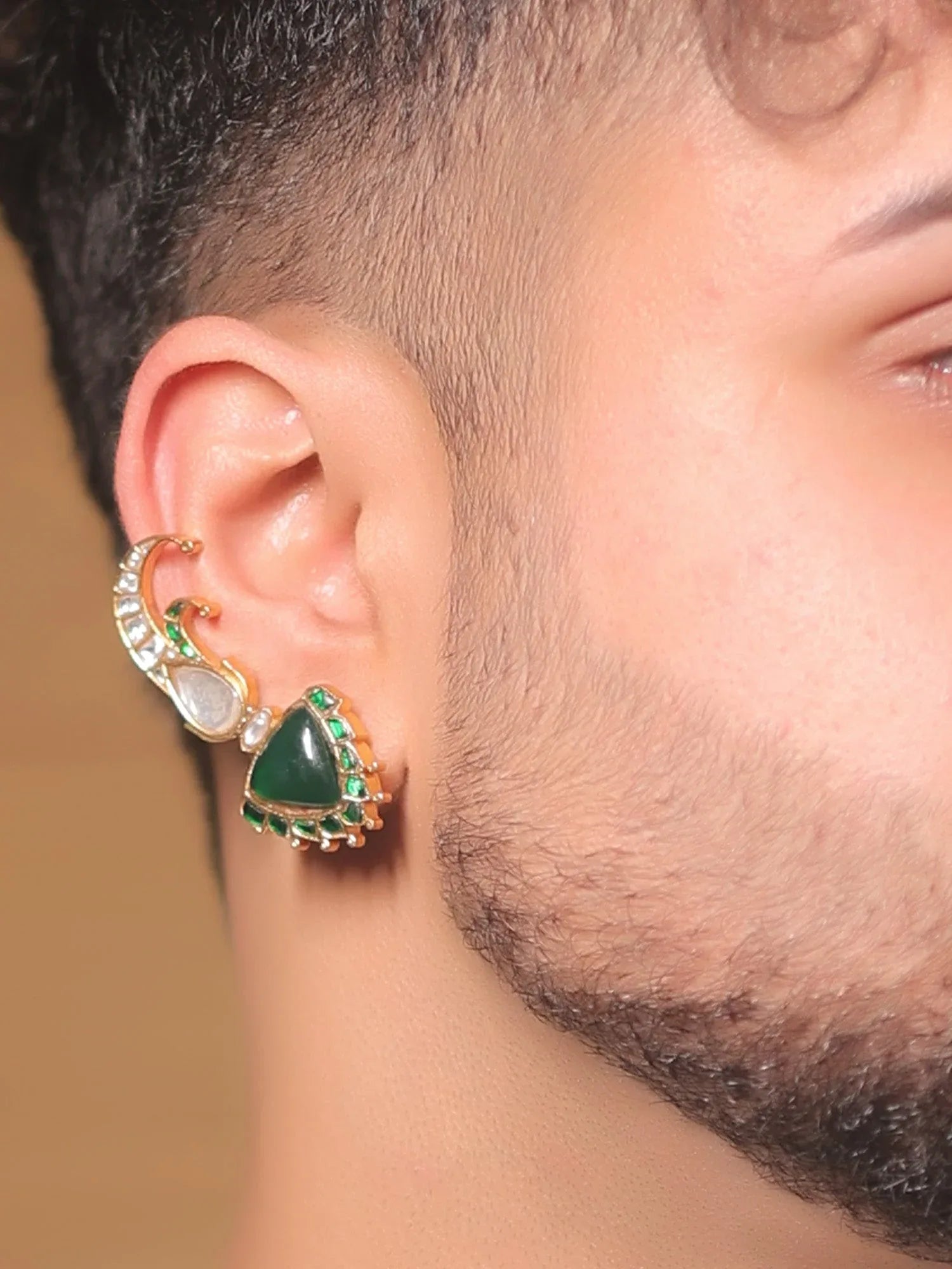 Falguni Green Kundan Earcuff