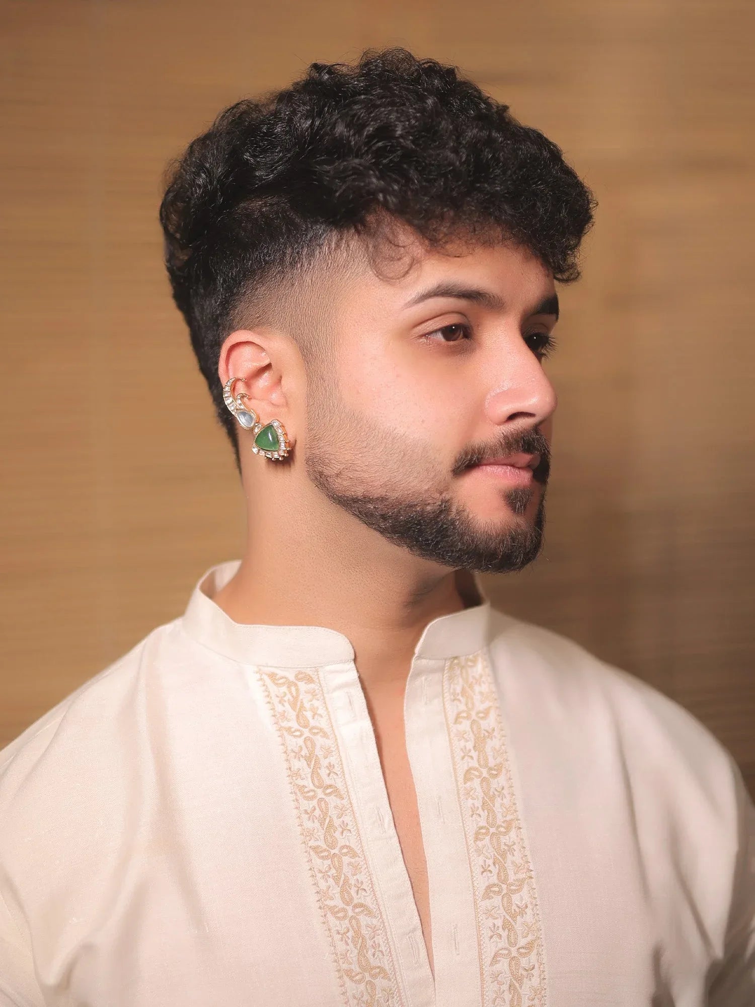 Lata Green Kundan Earcuff