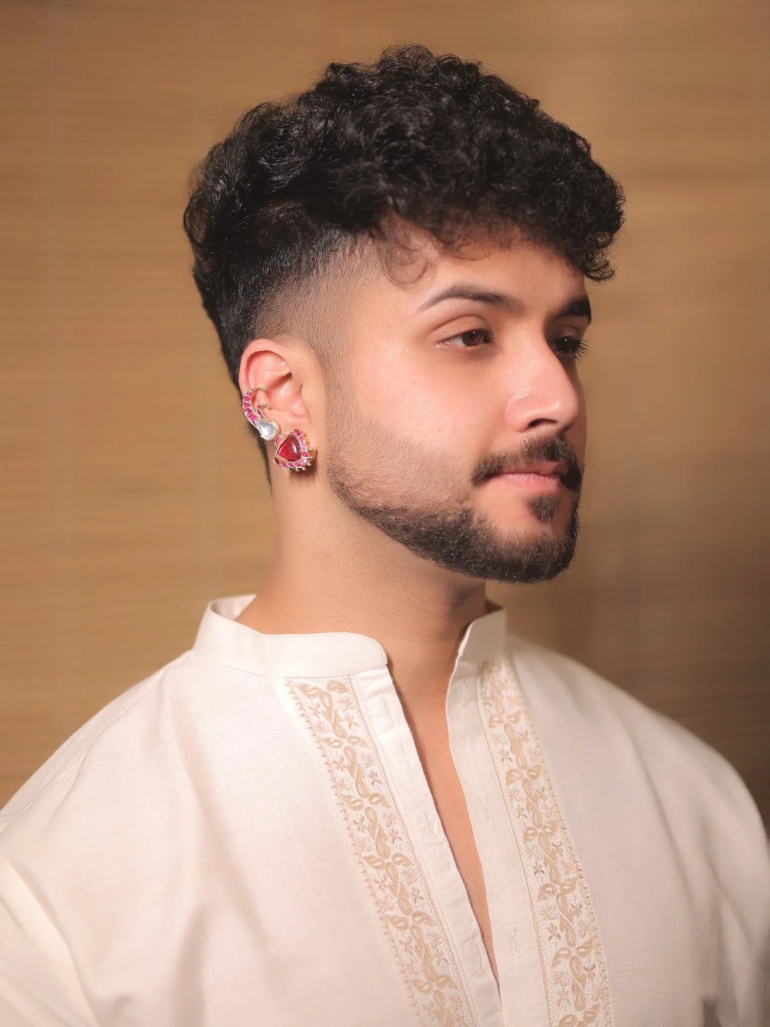 Rudrakshi Ruby Kundan Earcuff