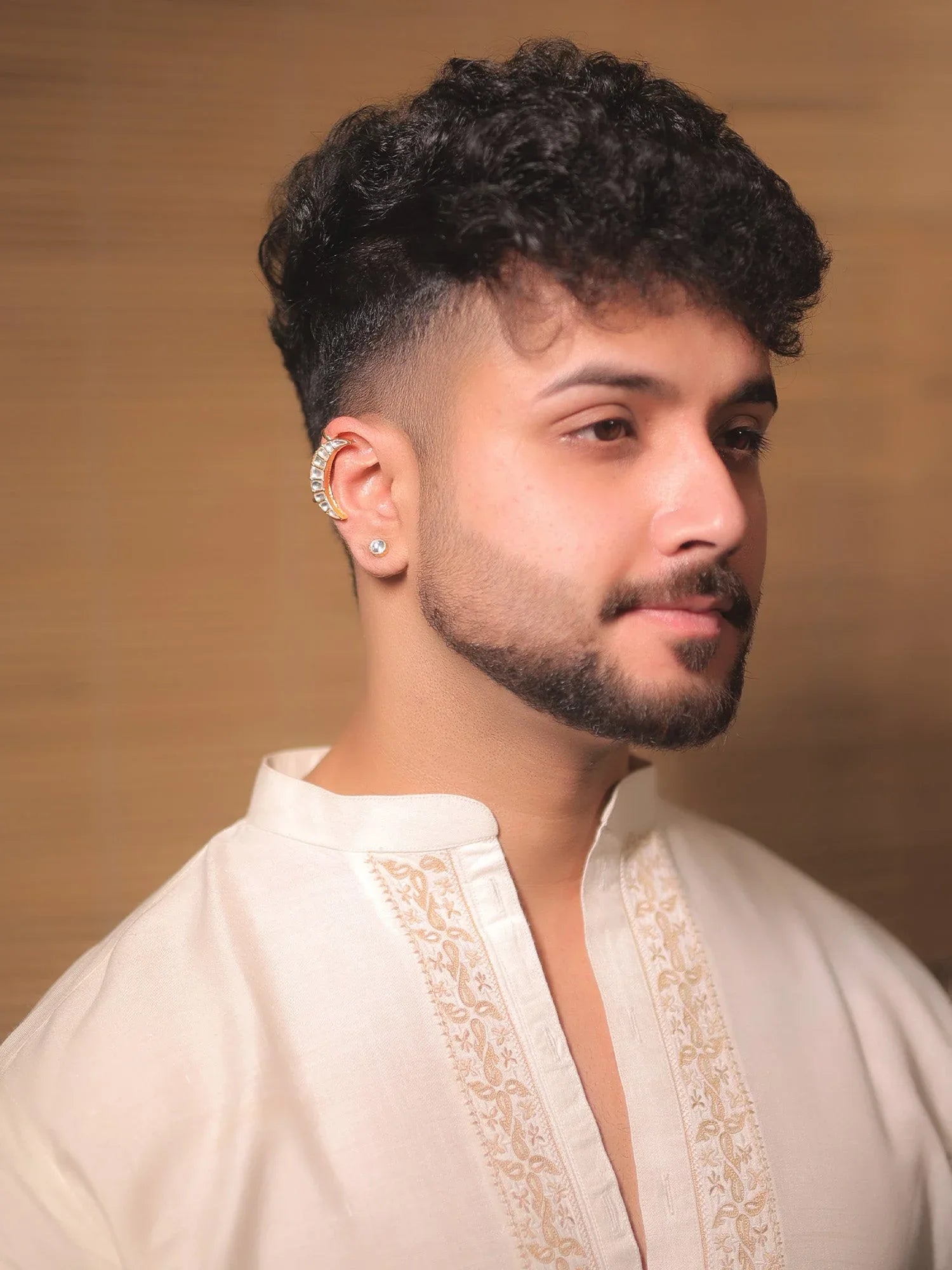 Siddh White Kundan Earcuff With Stud